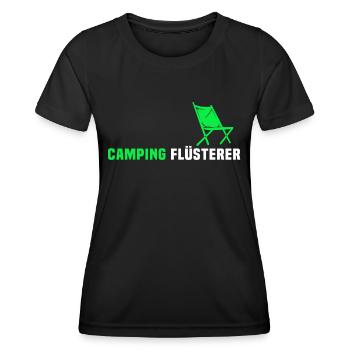 Campen Wohnwagen Camping Flüsterer - Frauen Funktions-T-Shirt - Schwarz - Vorne - AI Model Female 172 light (172cm)
