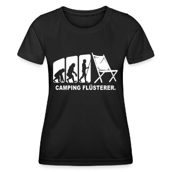 Campen Wohnwagen Camping Flüsterer - Frauen Funktions-T-Shirt - Schwarz - Vorne - AI Model Female 172 light (172cm)