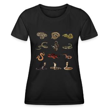 Verschiedene Schlangenarten - Frauen Funktions-T-Shirt - Schwarz - Vorne - AI Model Female 172 light (172cm)