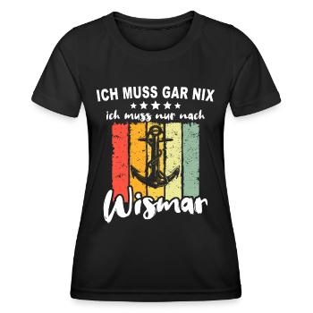 Stadt Wismar Sprüche Wismarer - Frauen Funktions-T-Shirt - Schwarz - Vorne - AI Model Female 172 light (172cm)