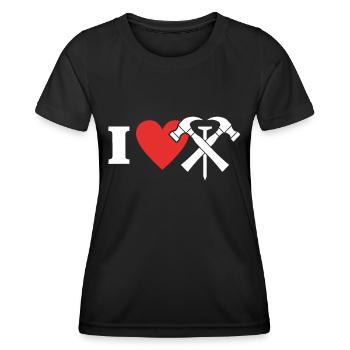 Couvreur Amour J’aime Toiture - T-shirt sport Femme - noir - Devant - AI Model Female 172 light (172cm)