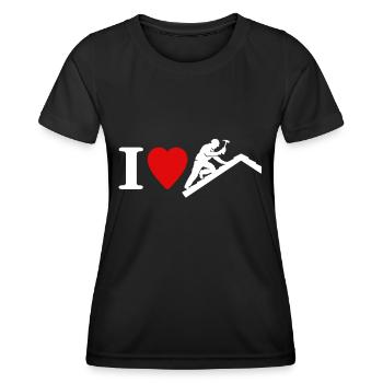 Couvreur Amour J’aime Toiture - T-shirt sport Femme - noir - Devant - AI Model Female 172 light (172cm)