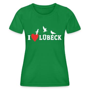 I Love Lübeck Liebe - Women's Functional T-Shirt - kelly green - Front - AI Model Female 172 dark (172cm)
