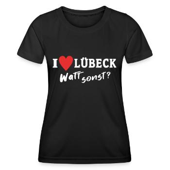 I Love Lübeck Liebe - Frauen Funktions-T-Shirt - Schwarz - Vorne - AI Model Female 172 light (172cm)