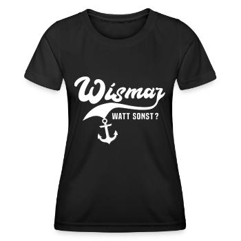 Wismar Ostsee Wismarer Urlaub - Frauen Funktions-T-Shirt - Schwarz - Vorne - AI Model Female 172 light (172cm)