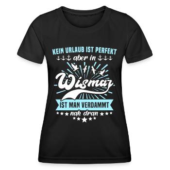 Wismar Ostsee Wismarer Urlaub - Frauen Funktions-T-Shirt - Schwarz - Vorne - AI Model Female 172 light (172cm)