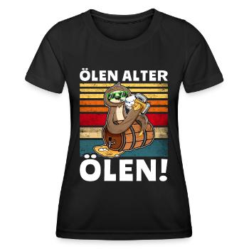 Löten Digga Bier Trinksprüche Saufshirt - Frauen Funktions-T-Shirt - Schwarz - Vorne - AI Model Female 172 light (172cm)
