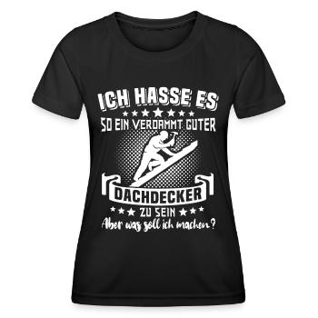 Dachdecker Dachdecken - Frauen Funktions-T-Shirt - Schwarz - Vorne - AI Model Female 172 light (172cm)