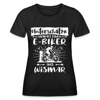 Ebike Wismar Ebiking Wismarer E-Biker - Frauen Funktions-T-Shirt - Schwarz - Vorne - AI Model Female 172 light (172cm)