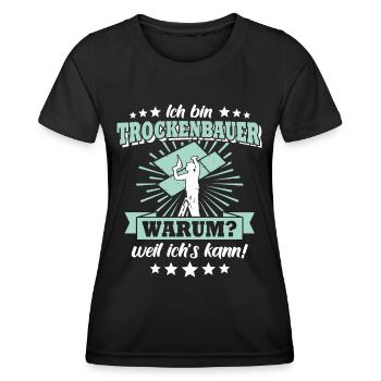 Trockenbauer Trockenbau Trockenbaumonteur - Frauen Funktions-T-Shirt - Schwarz - Vorne - AI Model Female 172 light (172cm)