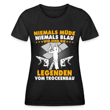 Trockenbauer Trockenbau Trockenbaumonteur - Frauen Funktions-T-Shirt - Schwarz - Vorne - AI Model Female 172 light (172cm)