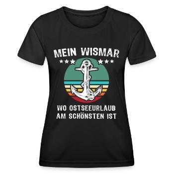 Wismar Ostsee Urlaub - Frauen Funktions-T-Shirt - Schwarz - Vorne - AI Model Female 172 light (172cm)