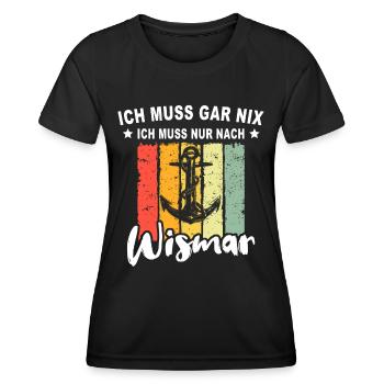 Wismar Ostsee Urlaub - Frauen Funktions-T-Shirt - Schwarz - Vorne - AI Model Female 172 light (172cm)