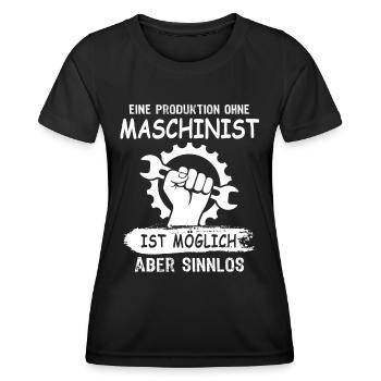 Maschinist - Frauen Funktions-T-Shirt - Schwarz - Vorne - AI Model Female 172 light (172cm)