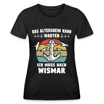 Wismar Ostsee Wismarer Urlaub - Frauen Funktions-T-Shirt - Schwarz - Vorne - AI Model Female 172 light (172cm)