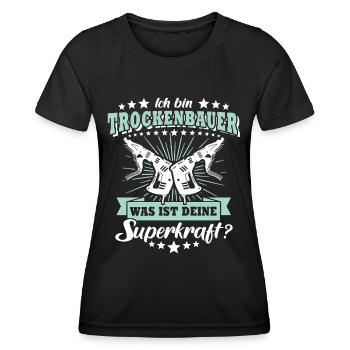 Trockenbauer Sprüche Trockenbau - Frauen Funktions-T-Shirt - Schwarz - Vorne - AI Model Female 172 light (172cm)