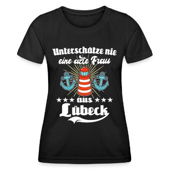 Lübeck Ostsee Lübecker Sprüche - Frauen Funktions-T-Shirt - Schwarz - Vorne - AI Model Female 172 light (172cm)