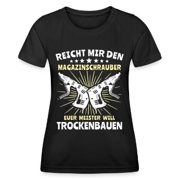Trockenbaumonteur Sprüche Trockenbauer - Frauen Funktions-T-Shirt - Schwarz - Vorne - AI Model Female 172 light (172cm)