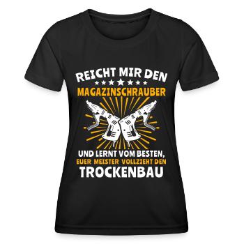 Trockenbauer Trockenbaumonteur Trockenbau - Frauen Funktions-T-Shirt - Schwarz - Vorne - AI Model Female 172 light (172cm)