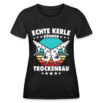 Trockenbauer Trockenbaumonteur Trockenbau - Frauen Funktions-T-Shirt - Schwarz - Vorne - AI Model Female 172 light (172cm)