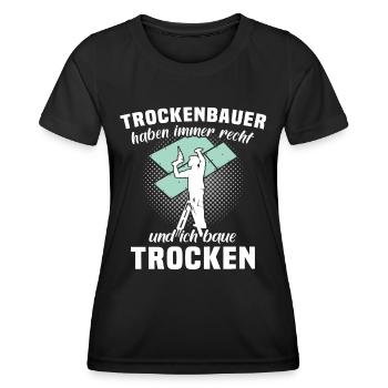 Trockenbauer Trockenbaumonteur Trockenbau - Frauen Funktions-T-Shirt - Schwarz - Vorne - AI Model Female 172 light (172cm)