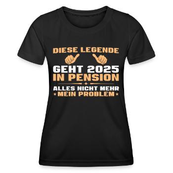 Pensionär Legende in Pension 2025 Kollege - Frauen Funktions-T-Shirt - Schwarz - Vorne - AI Model Female 172 light (172cm)
