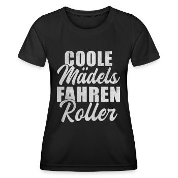 Coole Mädels Fahren Roller Rollerfahrer - Frauen Funktions-T-Shirt - Schwarz - Vorne - AI Model Female 172 light (172cm)