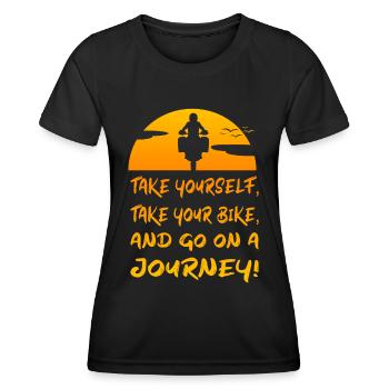 Motorrad Spruch Abenteuer Motorradfahren Biker - Frauen Funktions-T-Shirt - Schwarz - Vorne - AI Model Female 172 light (172cm)