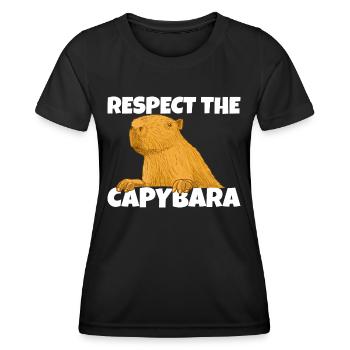 respect the capybara - Frauen Funktions-T-Shirt - Schwarz - Vorne - AI Model Female 172 light (172cm)
