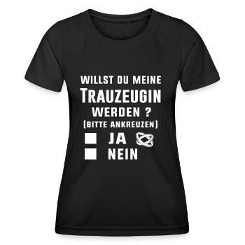 Willst du meine Trauzeugin werden Hochzeit - Frauen Funktions-T-Shirt - Schwarz - Vorne - AI Model Female 172 light (172cm)