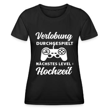 Verlobung durchgespielt Nächstes Level Hochzeit - Frauen Funktions-T-Shirt - Schwarz - Vorne - AI Model Female 172 light (172cm)