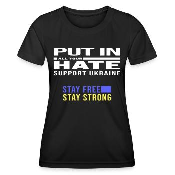 liberté ukraine paix no poutine - T-shirt sport Femme - noir - Devant - AI Model Female 172 light (172cm)