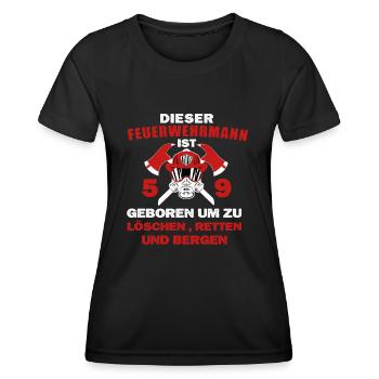 Feuerwehr 59 Geburtstag Feuerwehrmann Spruch - Frauen Funktions-T-Shirt - Schwarz - Vorne - AI Model Female 172 light (172cm)