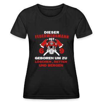Feuerwehrmann 69 Geburtstag Feuerwehr Beruf - Frauen Funktions-T-Shirt - Schwarz - Vorne - AI Model Female 172 light (172cm)