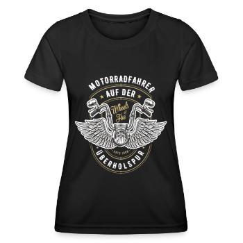 Motorrad Biker Motorradfahrer bike Rocker Rentneur - Frauen Funktions-T-Shirt - Schwarz - Vorne - AI Model Female 172 light (172cm)