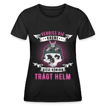 Vergiss Die Krone Bikerin Frauenpower Bikeroma - Frauen Funktions-T-Shirt - Schwarz - Vorne - AI Model Female 172 light (172cm)