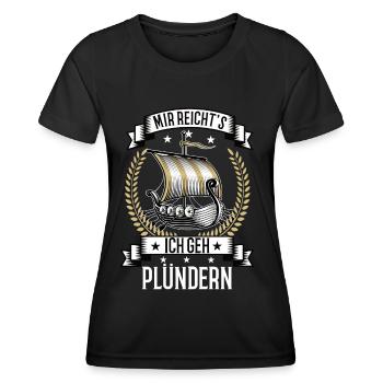 Wikingerschiff Wikinger skandinavien germanen - Frauen Funktions-T-Shirt - Schwarz - Vorne - AI Model Female 172 light (172cm)