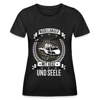 Modellbauer mit Herz und Seele Hubschrauber Heli - Frauen Funktions-T-Shirt - Schwarz - Vorne - AI Model Female 172 light (172cm)
