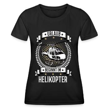 Urlaub beginnt im Helikopter Hubschrauber Pilot - Frauen Funktions-T-Shirt - Schwarz - Vorne - AI Model Female 172 light (172cm)