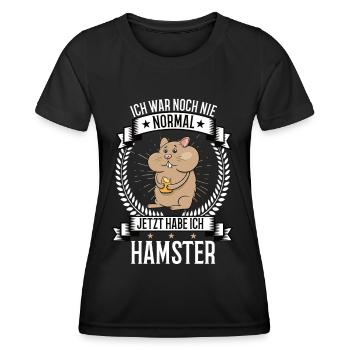 Ich war noch nie Normal Hamster Goldhamster Nager - Frauen Funktions-T-Shirt - Schwarz - Vorne - AI Model Female 172 light (172cm)