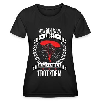 Ich Bin Kein Engel Gleitschirm Paragleiten Gleiter - Frauen Funktions-T-Shirt - Schwarz - Vorne - AI Model Female 172 light (172cm)