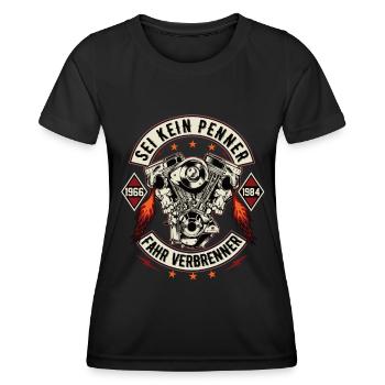 Sei kein Penner Fahr verbrenner Auto V8 Motor V6 - Frauen Funktions-T-Shirt - Schwarz - Vorne - AI Model Female 172 light (172cm)