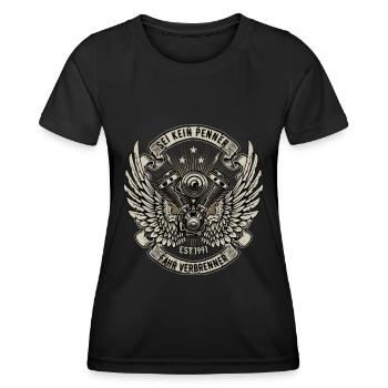 Sei kein Penner Fahr verbrenner Auto V8 Motor V6 - Frauen Funktions-T-Shirt - Schwarz - Vorne - AI Model Female 172 light (172cm)