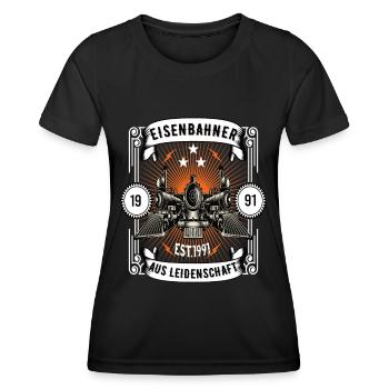 Modellbahn Eisenbahn Modelleisenbahn Modellbauer - Frauen Funktions-T-Shirt - Schwarz - Vorne - AI Model Female 172 light (172cm)
