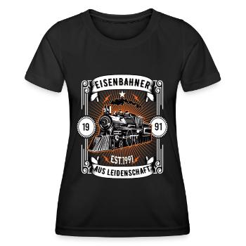 Modellbahn Eisenbahn Modelleisenbahn Modellbauer - Frauen Funktions-T-Shirt - Schwarz - Vorne - AI Model Female 172 light (172cm)