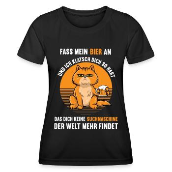 Fass mein Bier an Katze Katzen Katzenliebhaber - Frauen Funktions-T-Shirt - Schwarz - Vorne - AI Model Female 172 light (172cm)