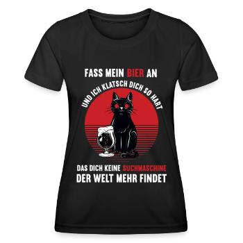 Fass mein Bier an Katze Katzen Katzenliebhaber - Frauen Funktions-T-Shirt - Schwarz - Vorne - AI Model Female 172 light (172cm)