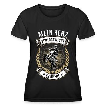 Mein Herz Schlägt nicht es Dreht Motocross Cross - Frauen Funktions-T-Shirt - Schwarz - Vorne - AI Model Female 172 light (172cm)