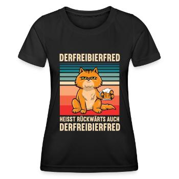 Der freibierfred Katze Katzen Katzenliebhaber Bier - Frauen Funktions-T-Shirt - Schwarz - Vorne - AI Model Female 172 light (172cm)