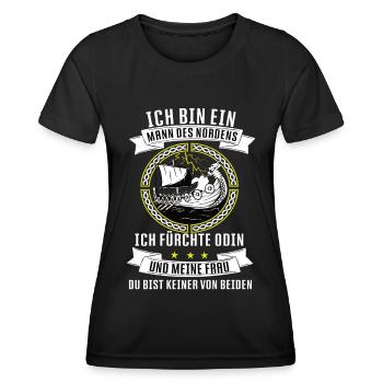 Wikingerschiff Wikinger skandinavien germanen - Frauen Funktions-T-Shirt - Schwarz - Vorne - AI Model Female 172 light (172cm)
